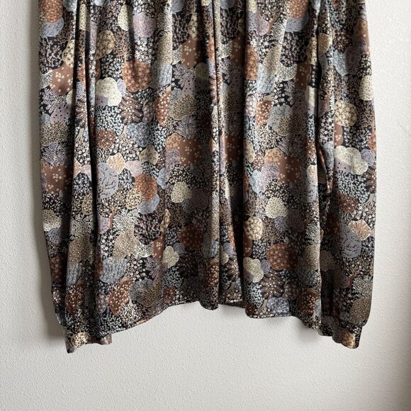 Vtg Unbranded Silky Floral Top Womens 12 Earthy Tones Floral Fairy Grunge Whimsy - Picture 3 of 14